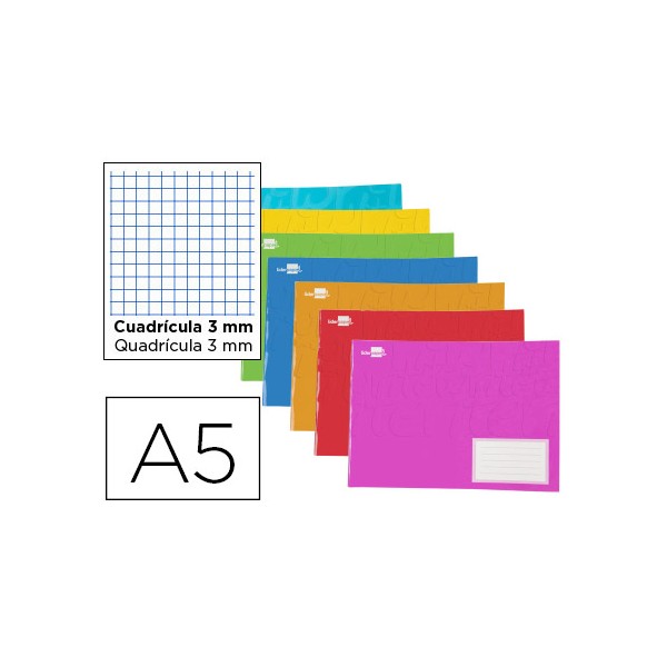 Caderno agrafado liderpapel din a5 32 f quadricula 3 mm com margem cores sortidois