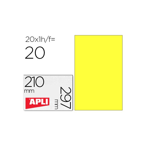 Etiqueta adesiva apli 02878 medidas 210x297 mm para laser fotocopiadora tinteiro caixa com 20 folhas din a4 amarelo