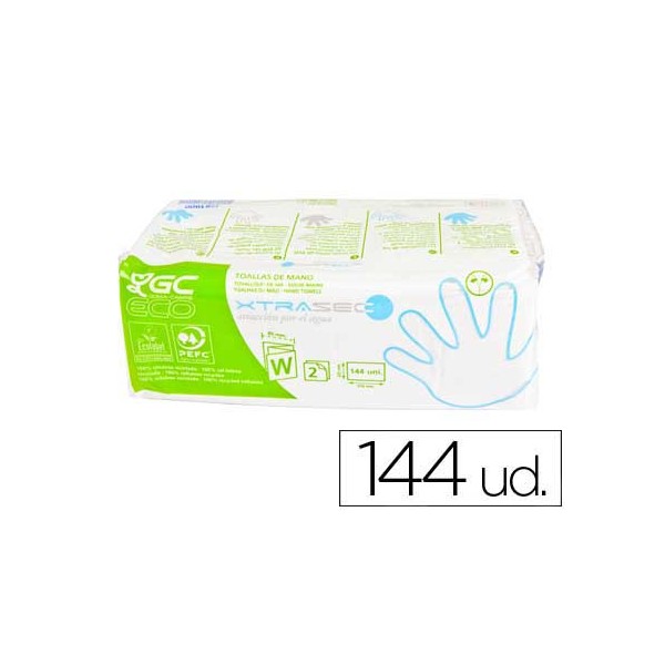 Toalhete de papel para maos ecologica 225x31 cm 2 folhas pack com 144 unidades