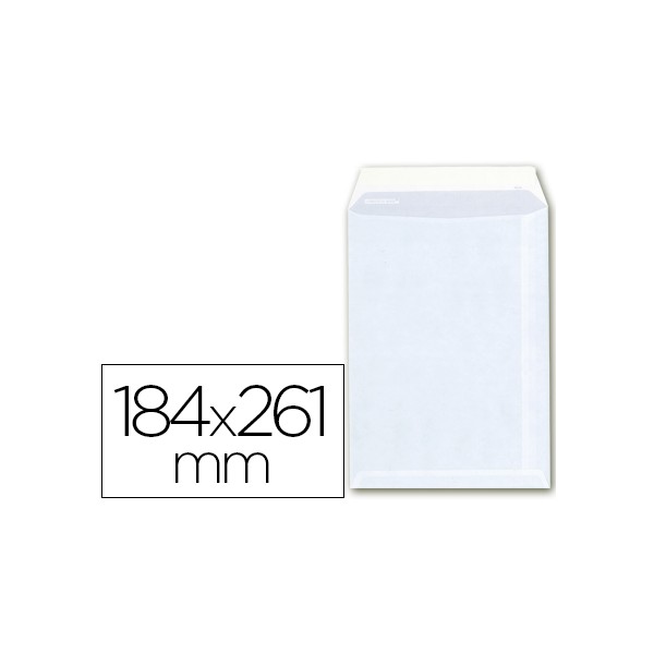 Envelope ab 26 bolsa quarto prolongado branco 184x261 mm tira de silicone pack de 250 unidades