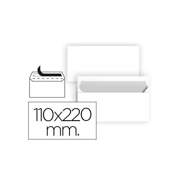 Envelope liderpapel americano branco 110x220 mm tira de silicone pack de 25 unidades