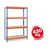 Estante ar storage metalica 200x100x60cm 4 prateleiras 430kg por prat em madeira sem parafusos cor azul laranja