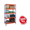 Estante ar storage metalica 192x100x50cm 5 prateleiras 300kg por prat em madeira sem parafusos cor azul laranja