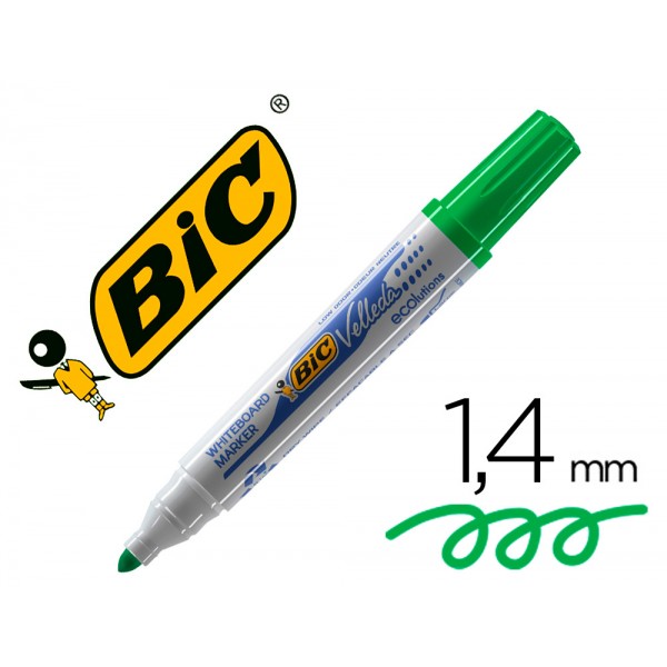 Marcador bic velleda para quadro branco cor verde ponta redonda 13 mm