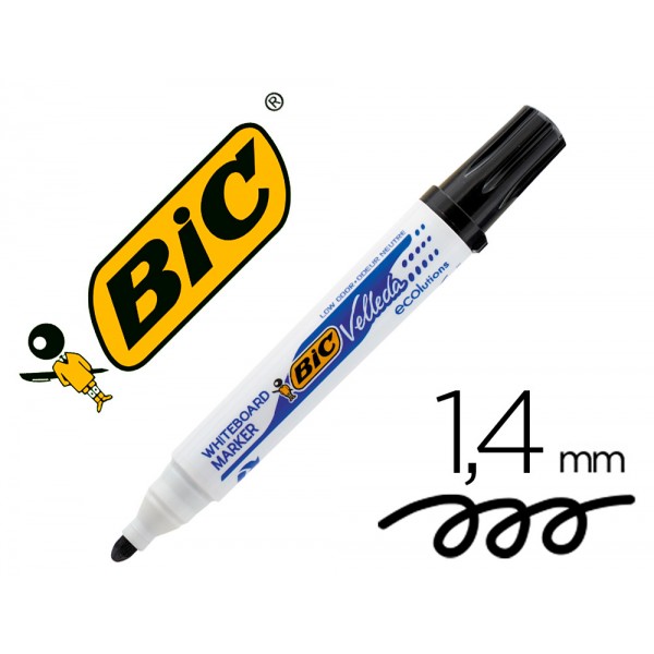 Marcador bic velleda para quadro branco cor preto ponta redonda 13 mm