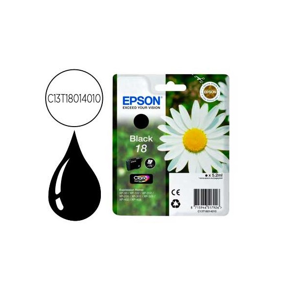 Tinteiro epson t1801 preto expression home xp 102 xp 205 xp 305 xp 405 capaciidad 175 pag