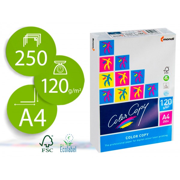 Papel color copy brilhante din a4 250 folhas 120 gr