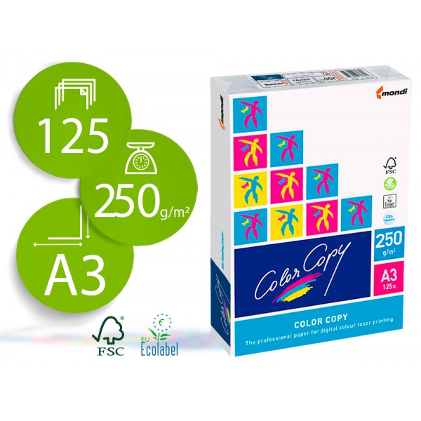 Papel color copy brilhante din a3 125 folhas 250 gr