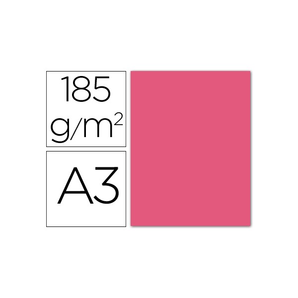 Cartolina guarro din a3 fucsia 185 gr pack de 50 folhas