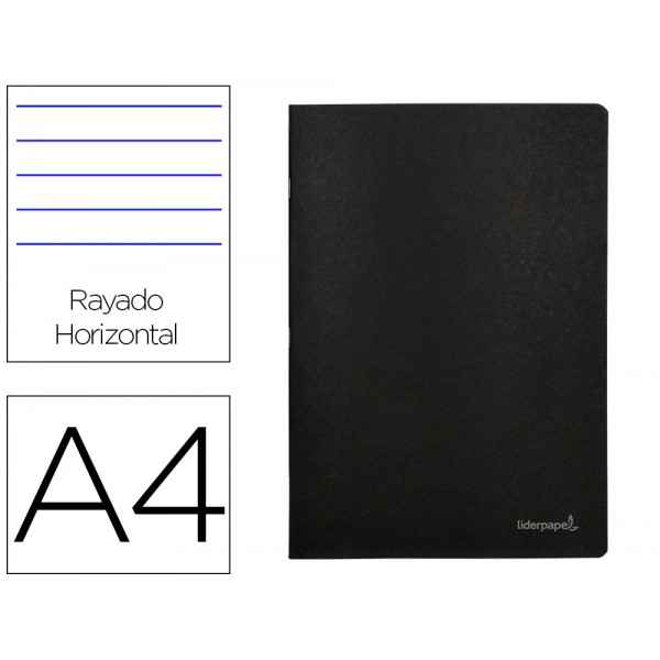 Caderno agrafado liderpapel capa preta din a4 80 f pautado 60gr