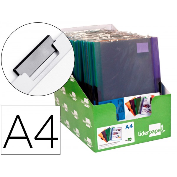 Bolsa dossier liderpapel com clip lateral din a4 pack de 4 cores sortidas 30 folhas