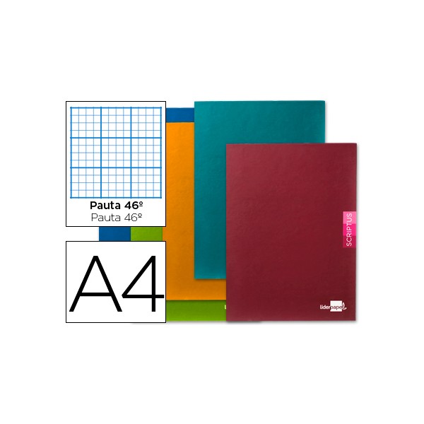 Caderno escolar liderpapel scriptus 48 folhas din a4 pautado papel 90gr