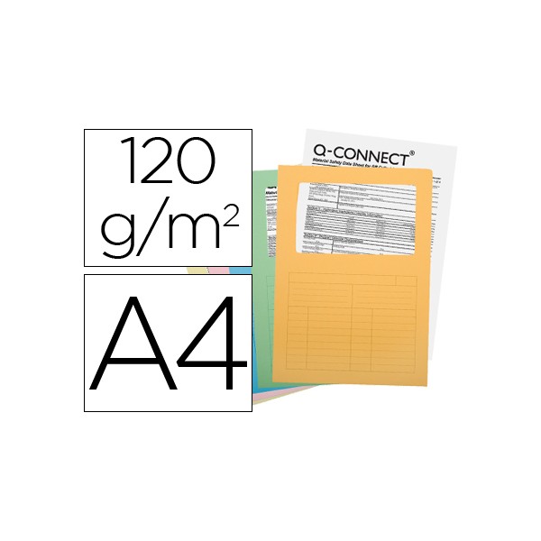 Classificador q connect em cartolina cores sortidas com janela transparente 120 gr pack de 25 unidades