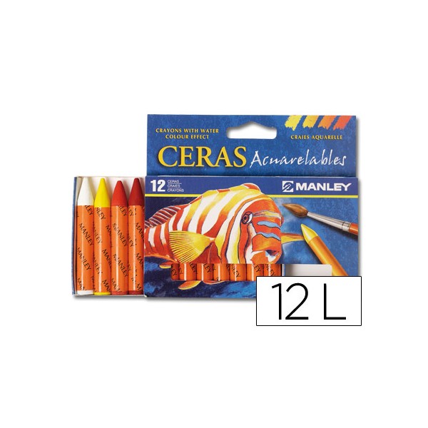 Lapis de cera manley aguarelaveis c 12 sortidos