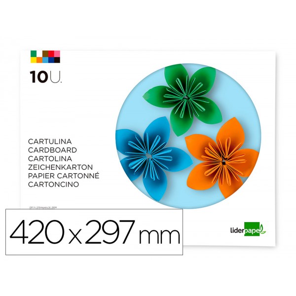 Bloco trabalhos manuais liderpapel cartolina din a3 10 folhas 180 gr cores sortidas