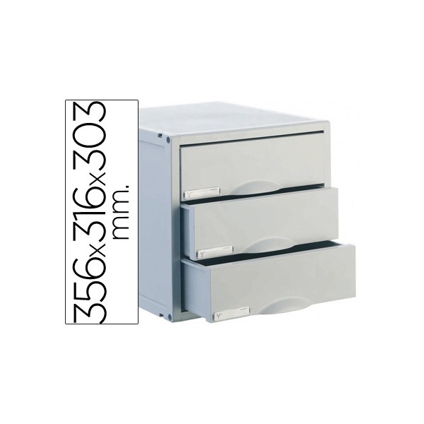 Bloco classificador de secretaria archisystem 3 gavetas cor cinza 356x316x303 mm