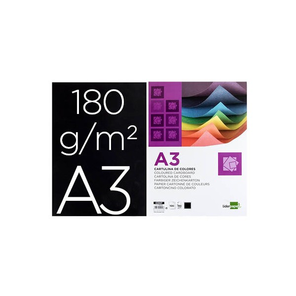 Cartolina liderpapel 180 gr 100 folhaspreto