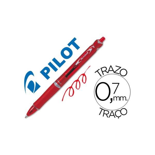 Esferografica pilot acroball vermelho tinta oleo ponta de esfera de 10mm retratil