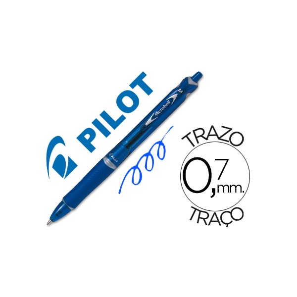 Esferografica pilot acroball azul tinta oleo ponta de esfera de 10mm retratil