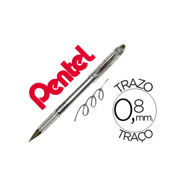 Esferografica roller metalica pentel bg 208 prateada 04 mm ideal para papel e madeira suave secagem rapida