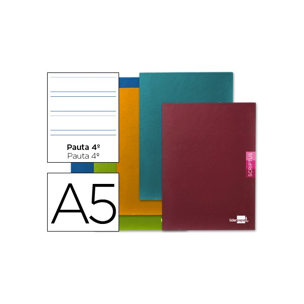 Caderno escolar liderpapel scriptus 48 folhas din a5 pautado larga 35 papel 90 gr