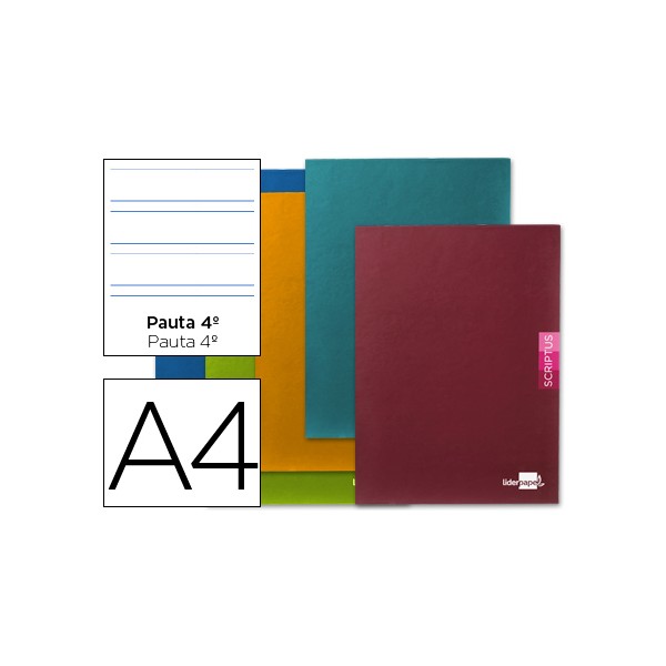 Caderno escolar liderpapel scriptus 48 folhas din a4 pautado larga 35 papel 90 gr