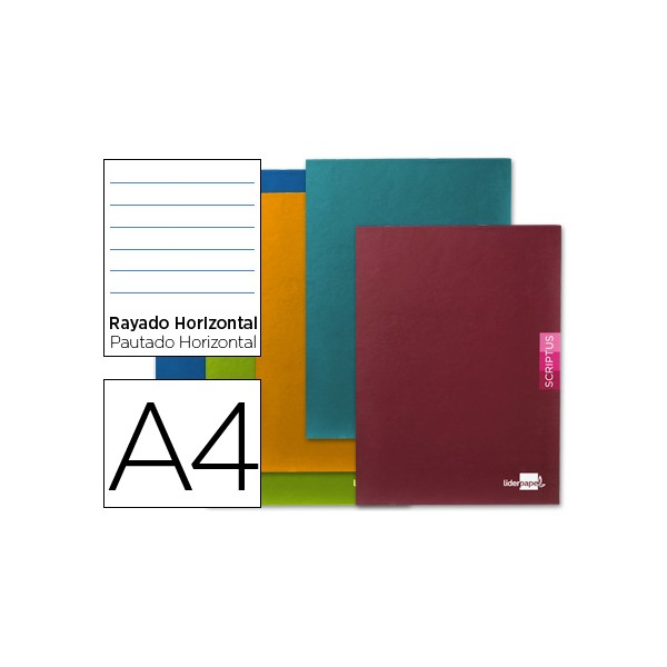 Caderno agrafado liderpapel scriptus din a4 48 f pautado papel 90 gr