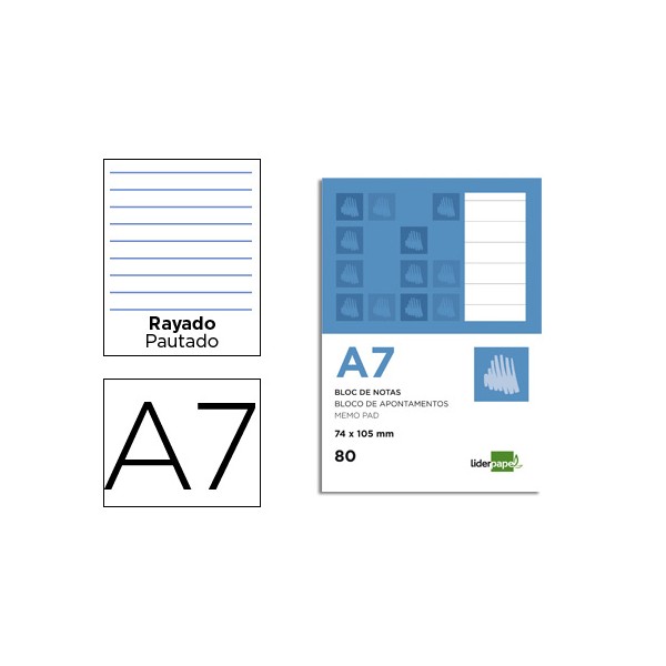 Bloco de apontamentos liderpapel din a7 80 f pautado