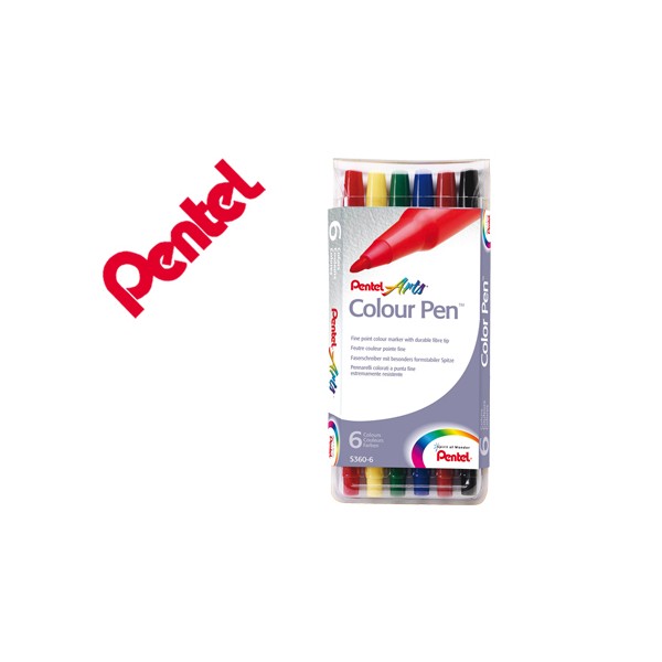 Marcador pentel s360 feltro carteira c 6