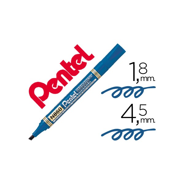 Marcador pentel n860 permanente biselado azul