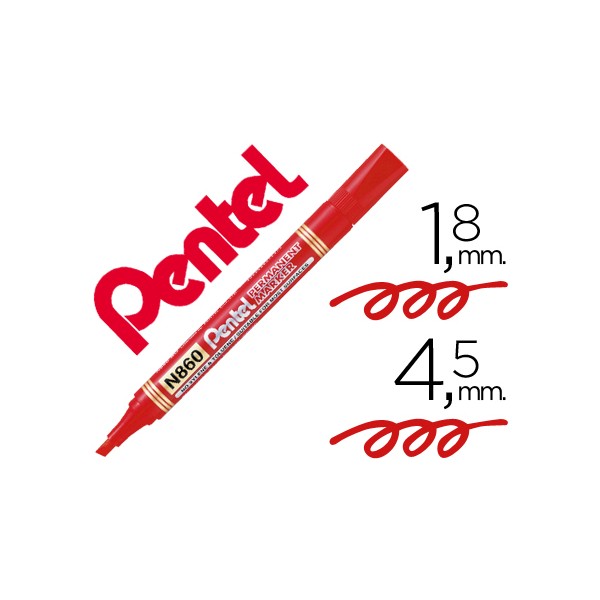 Marcador pentel n860 permanente biselado vermelho