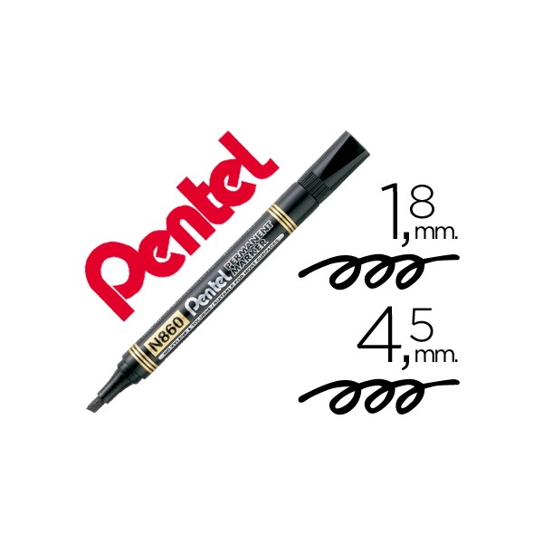 Marcador pentel n860 permanente biselado preto