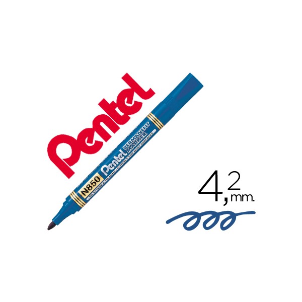 Marcador pentel n850 permanente ponta redeonda azul