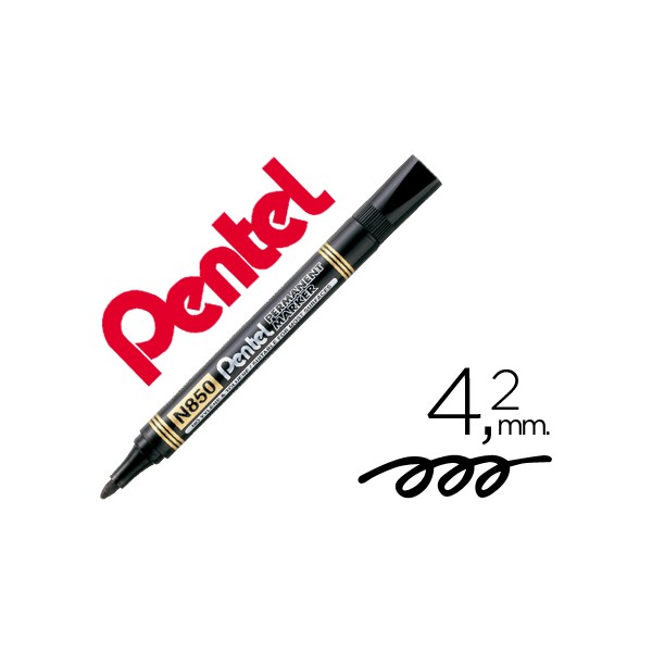 Marcador pentel n850 permanente ponta redeonda preto