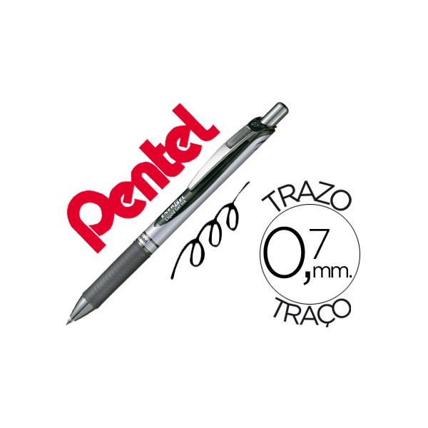 Roller pentel bl77 07 mm energel rectractil preto