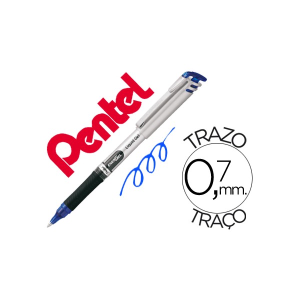 Roller pentel bl17 energel ponta metal azul