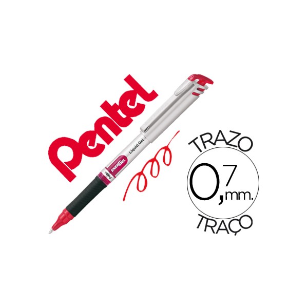 Roller pentel bl17 energel ponta metal vermelho