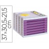 Bloco classificador de secretaria q connect 6 gavetas violeta translucido 370x305x215 mm espaco organizacao superior