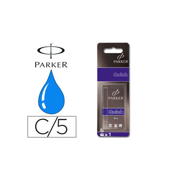 Caixa com 5 cartuchos de tinta azulpara todos os modelos decanetas da parker