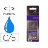 Caixa com 5 cartuchos de tinta azulpara todos os modelos decanetas da parker