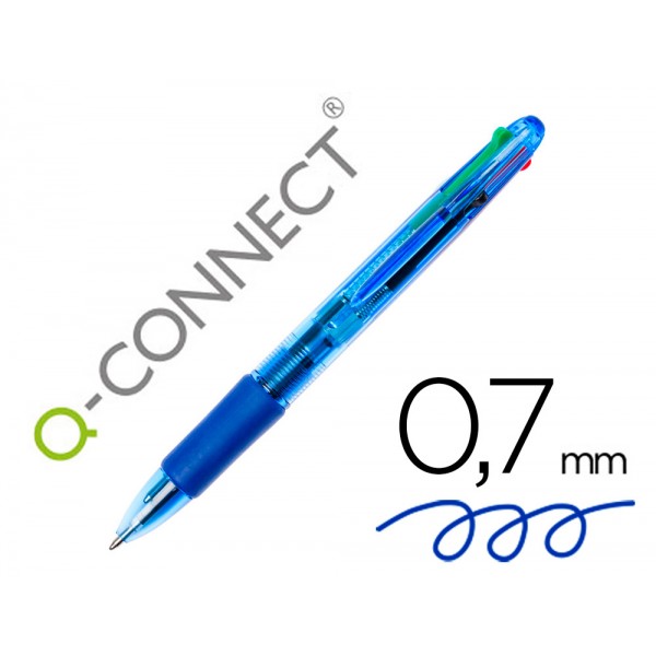 Esferografica q connect 4 em 1 com as cores azul preto verde e ve