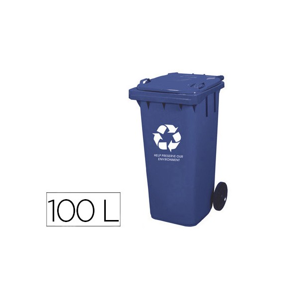 Contentor de lixo q connect plastico com 2 rodas cor azul com capacidade para 100 litros