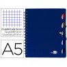 Caderno espiral liderpapel a5 micro executive capa plastico 100 f 80 gr quadricula 5mm 5 separadores com elastico azul