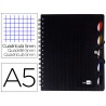 Caderno espiral liderpapel a5 micro executive capa plastico 100 f 80 gr quadricula 5mm 5 separadores com elastico preto