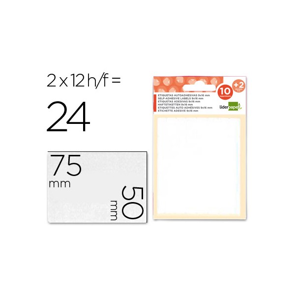 Etiquetas adesivas liderpapel 10 2 folhas 50x75 mm 24 etiquetas