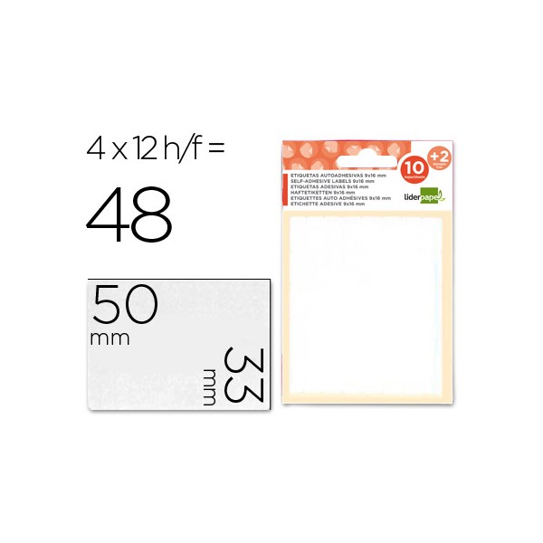 Etiquetas adesivas liderpapel 10 2 folhas 33x50 mm 48 etiquetas