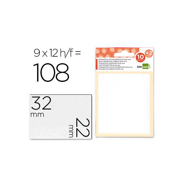 Etiquetas adesivas liderpapel 10 2 folhas 22x32 mm 108 etiquetas