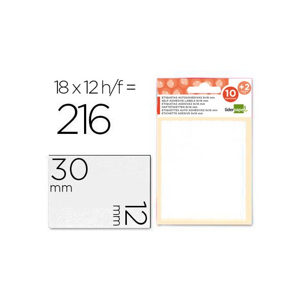 Etiquetas adesivas liderpapel 10 2 folhas 12x30 mm 216 etiquetas