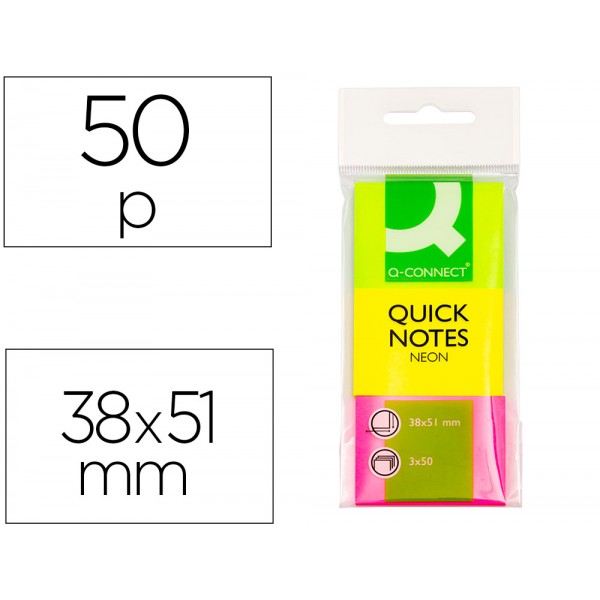 Bloco de notas adesivas q connect fluorescente 40 x 50 mm