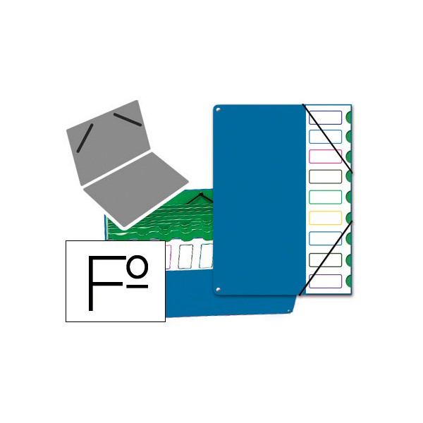 Pasta classificadora com 9 departamentos pardo azul